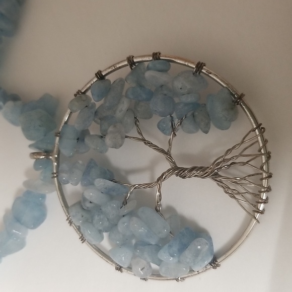 AQUAMARINE Price Drop MARCH B.S. Tree of Life Pendant W/chip bead strand. J#33 - Picture 6 of 6